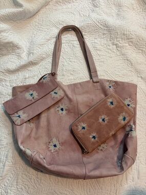 Blush Pink Floral Tote with Matching Wallet and Pouch